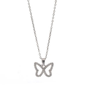 Silver Sparkly Butterfly Necklace