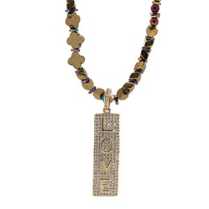 Diamant & Gold Liebe Anhänger Positive Vibration Halskette