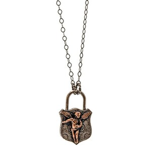 Angel Lock Necklace - 925 Silver Rhodium-Plated Chain.