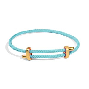Turquoise Glow Adjustable Gold Rope Bracelet