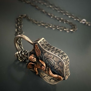 Meaningful Angel Lock Pendant - 925 Silver Rhodium-Plated Chain.