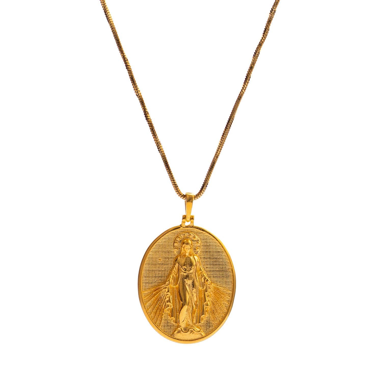 * vintage medallion ✵ オーバルの メダリオン マリアさま 聖母マリアの恵みのメダリオンネックレス - Etsy 日本