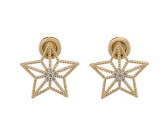 Spirituelle Anleitung Stern Diamant Gold Ohrstecker