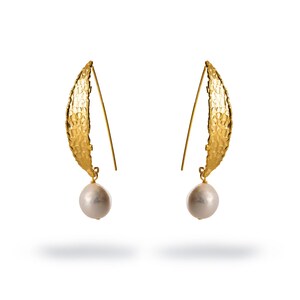 Chunky Gold Hook Baroque Pearl Drop Earrings