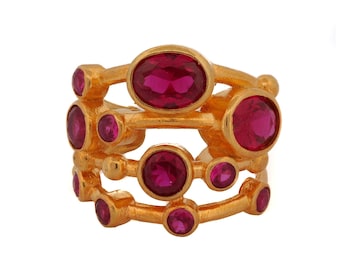 Cleopatra Ruby & Gold Adjustable Statement Ring