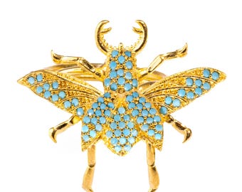 Queen Bee Turquoise & Gold Chunky Ring