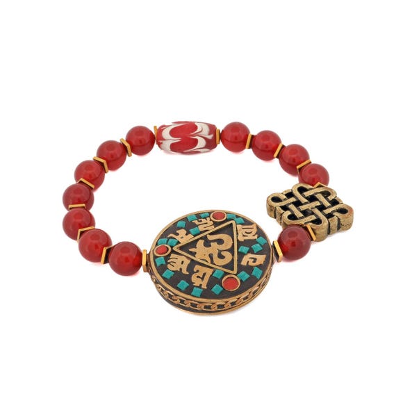 Bracciale Uomo Donna In Legno 8mm Con Charm Budda E Perline – Portafortuna Tibetano Mala Elastico
