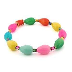 Happy Vibes Rainbow Glass & Gold Beaded Anklet