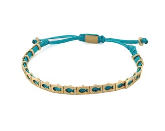 Lucky Fish Turquoise Woven Unisex String Bracelet