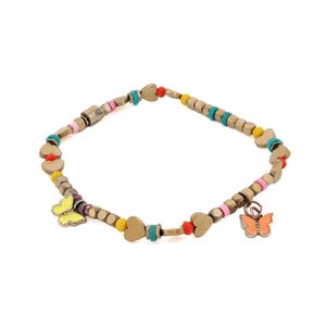 Joyful Spirit Butterfly & Heart Gold Beaded Anklet