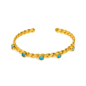 Twisted Turquoise & Gold Dainty Cuff Bracelet