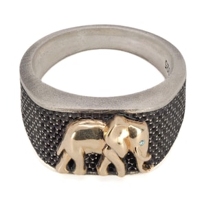 Unique Silver And Gold Elephant Ring