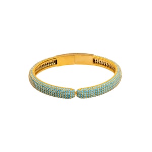 Elegant Turquoise & Gold Fashion Design Bangle Bracelet