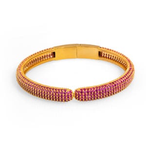 Elegant Ruby & Gold Fashion Design Bangle Bracelet