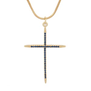 Divine Sapphire Cross Gold Pendant Necklace