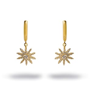 Minimalist Gold Hook Spiritual Sun Dangle Earrings