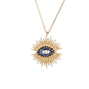 Spiritual Guardian Evil Eye Diamond Sapphire Gold Necklace