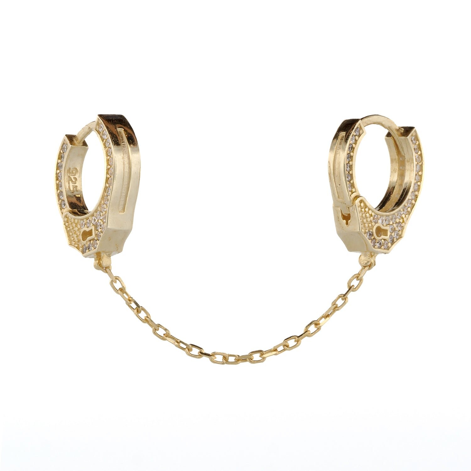 Gold Diamond Handcuff Design Earrings Etsy Canada