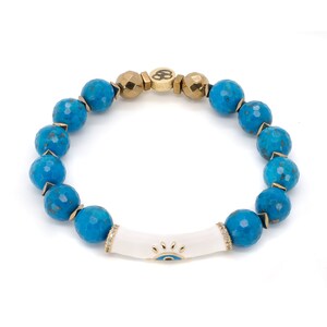 Evil Eye Design Turquoise Stone Calming Beaded Bracelet