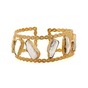 Majestic Gold & Pearl Cuff Bracelet