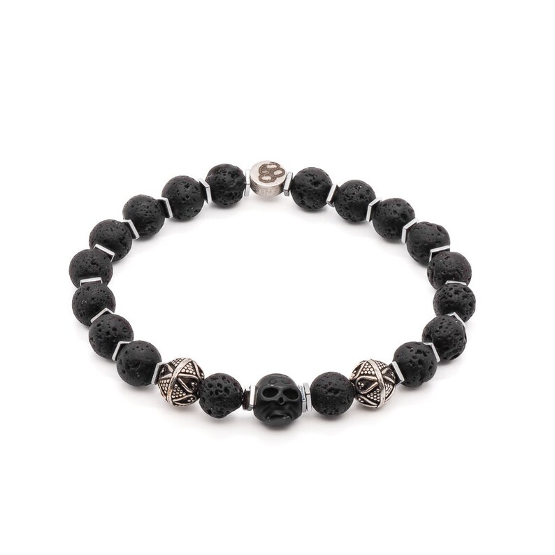 Black Lava Skull Men Bracelet