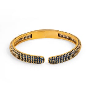 Elegant Sapphire & Gold Fashion Design Bangle Bracelet