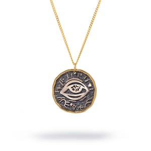 Mythological Symbol Pendant Sterling Silver & Gold Necklace