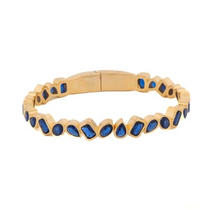 Sapphire Stone  & Gold Majestic Bangle Bracelet