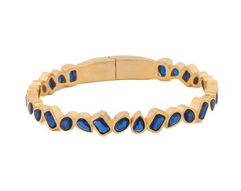 Bracciale rigido Majestic con zaffiro e oro