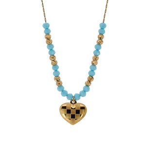 Love Heart Pendant Turquoise Color Necklace