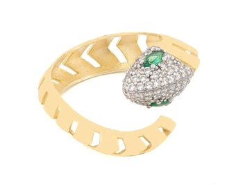 Guardian Snake Emerald Eyes Gold Ring