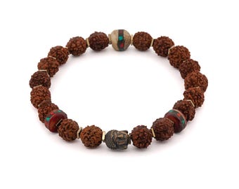 Energiestein Tibet Rudraksha Buddha Perlen Armband