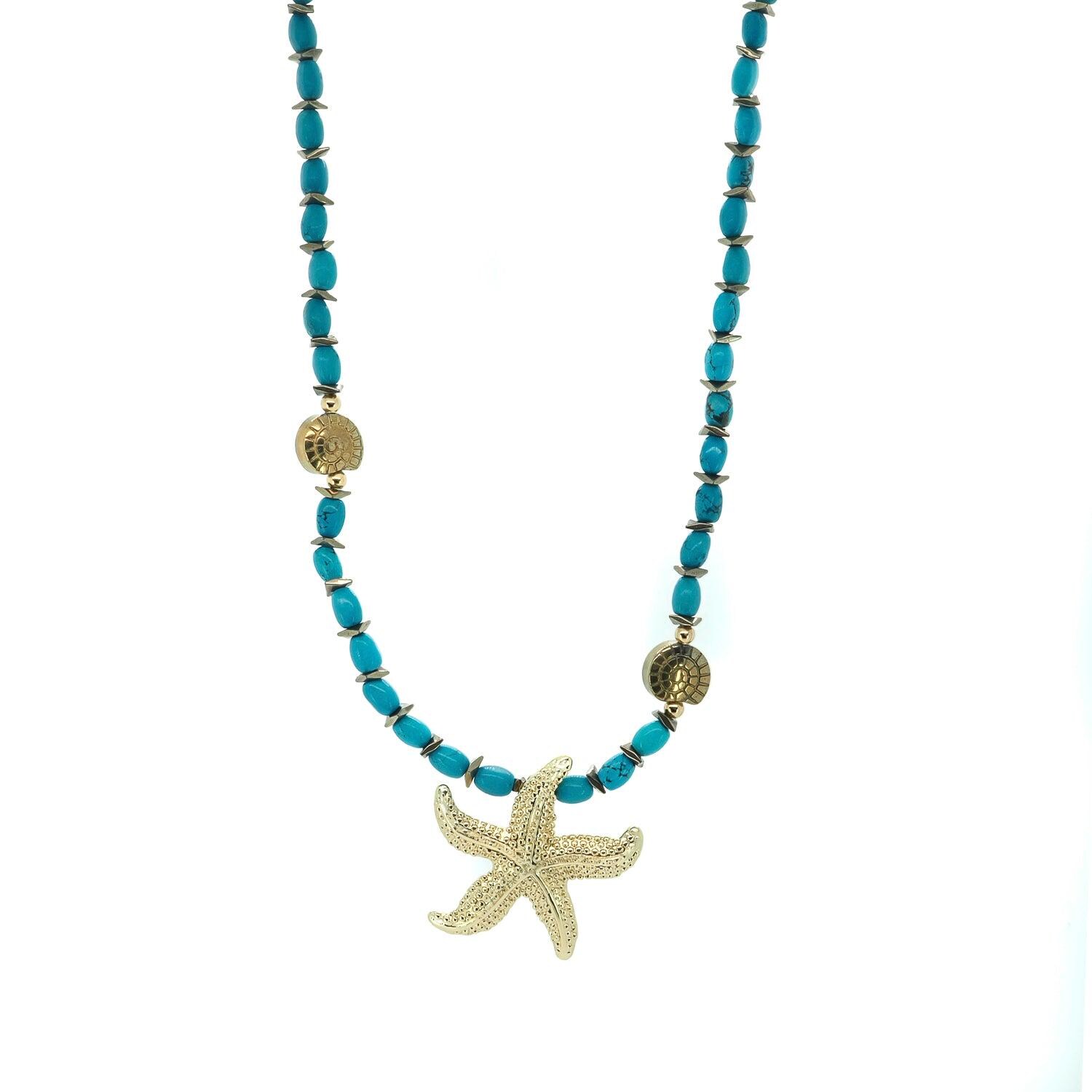 Collana con ciondolo stella marina in resina vintage Boho per