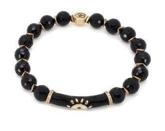 Black Onyx Stone Evil Eye Protection Beaded Bracelet