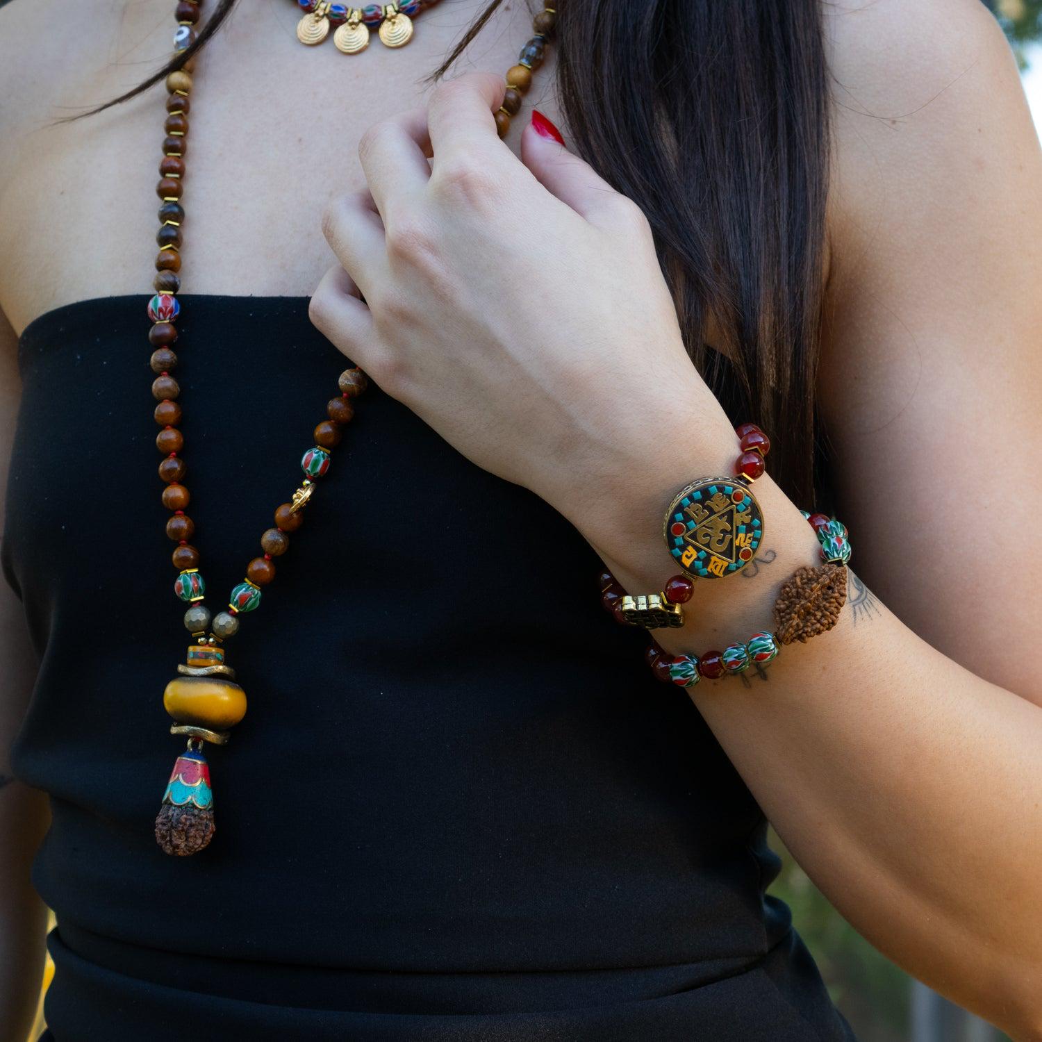 Bracciale da donna in corniola, pietra naturale, perle da 8 mm