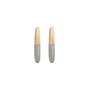 Pave Diamonds Gold Hoop Mid Size Earrings