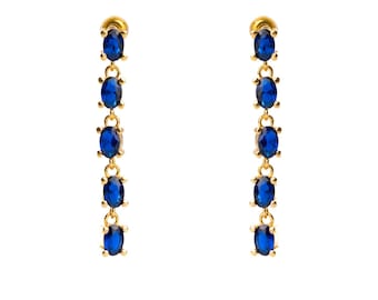 Drop Down Sapphire Earrings