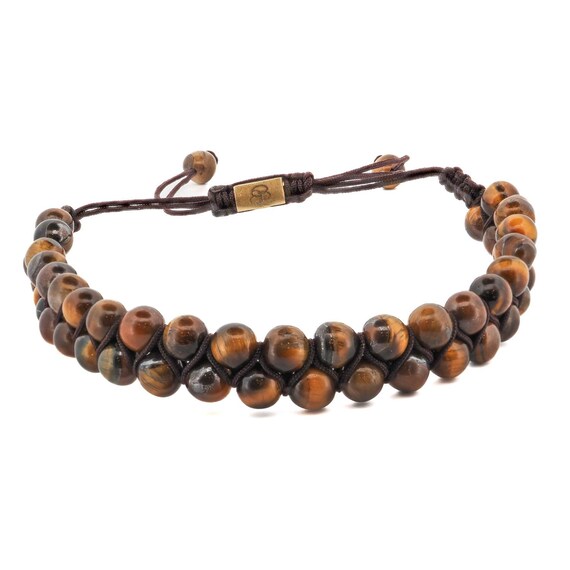 送税込【CRAFTD London】Tiger's Eye l Bead Bracelet (2色) Tigers Eye Bead Bracelet (Gold)