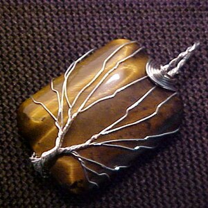 Tigers Eye Hand Silver Wire Wrapped Pendant, Good Sized Piece.  FREE shipping in the United States.