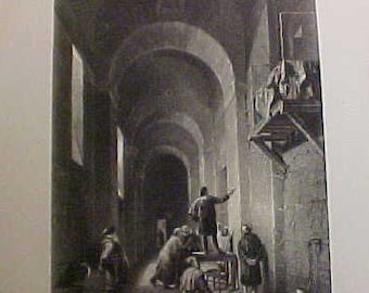 Steel Engraving  "The Painter in Prison" from about 1890 to 1910