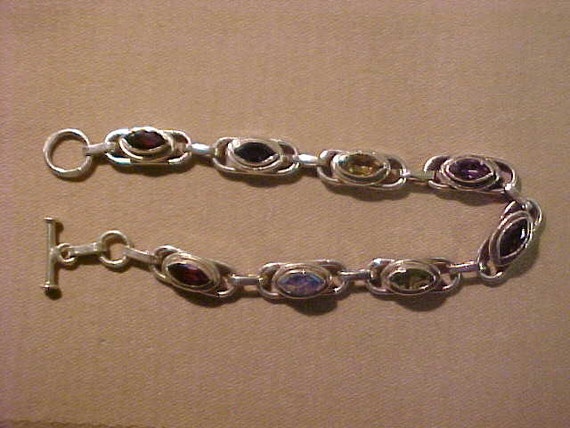 REDUCED Bracelet, Multy Gems in Sterling Silver, … - image 1