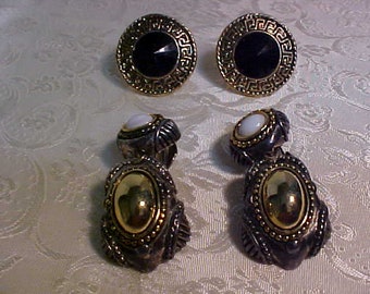 Two Pair of Vintage Clip on Earrings.  FREE shipping in the United States.