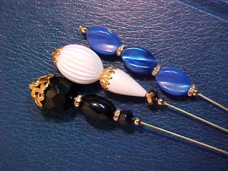 FREE shipping in the United States. 3 Vintage Style HAT PINS Super Fancy Tops