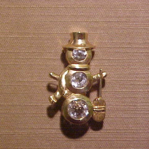 10k White Gold Snowman Pendant