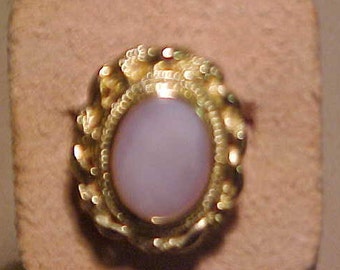 Mother of Pearl Ring, 18K Gold Plate over Sterling Silver (Vermilion) marked 925.  FREE SHIPPING USA