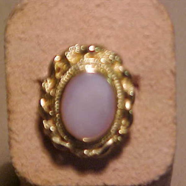 Mother of Pearl Ring, 18K Gold Plate over Sterling Silver (Vermilion) marked 925.  FREE SHIPPING USA