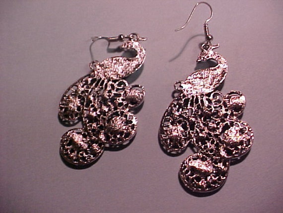 Different pair of  Peacock Earrings,  Black Facet… - image 3