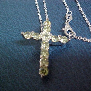 Sterling Silver Cross and Chain with White CZ&#39;s as trim. FREE shipping in the United States