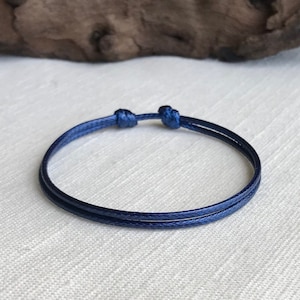 Navy Blue 1.5mm Durable Adjustable Polyester Cord Bracelet or Anklet Unisex