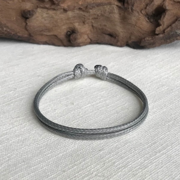 Gray 2mm Waterproof Adjustable Cord Bracelet or Anklet Unisex